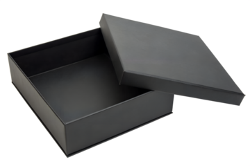 Elegant Open Black Gift Box Isolated on White Background