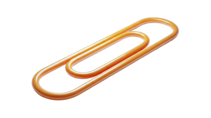 Single Orange Paperclip Office Supply Object Isolated on a Clean White Background with Subtle Lighting and Shadows Studio Shot
