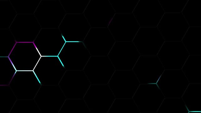 gaming background with a hexagon model in purple and blue that moves randomly