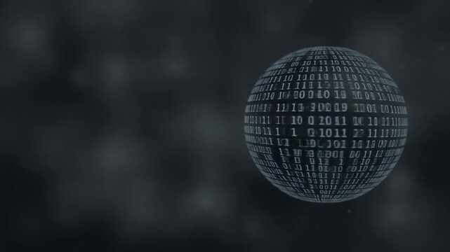 Abstract Futuristic Technology Concept of Digital Binary Code of Ball and Data Stream. 4k video