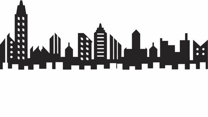 Fototapeta premium Illustration of a black skyline silhouette with various buildings and skyscrapers on white background
