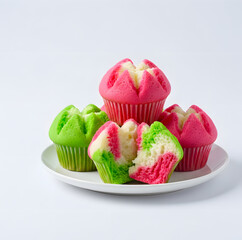 portrait of bolu kukus mekar on white background.