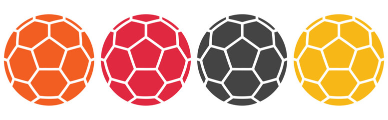 Fototapeta premium Handball sport icons, vector illustration featuring various handball poses and equipment, ideal for sports design, athletic apps, team graphics, event posters, educational materials,