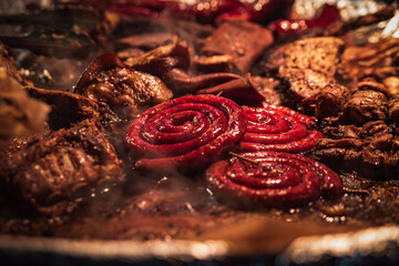 Grilled meat and and sausage pan