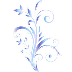 A beautiful neon Blue-violet gradient floral pattern with delicate flowers, set against a white background
