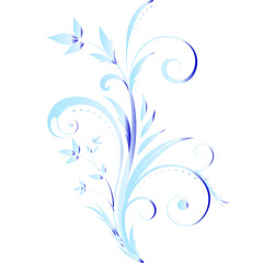 A beautiful neon Blue-violet gradient floral pattern with delicate flowers, set against a white background