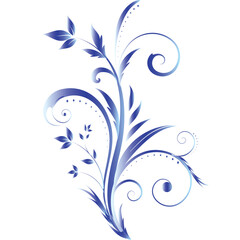 A beautiful neon Blue-violet gradient floral pattern with delicate flowers, set against a white background