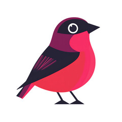 Obraz premium Stylized red and purple bird with large white eye isolated on transparent background