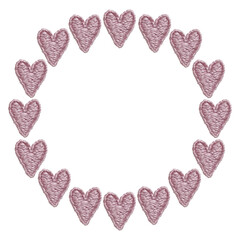 手刺繍の丸いハートフレーム