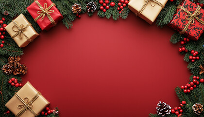 Christmas decoration gift box wrapped in shiny paper generated by AI