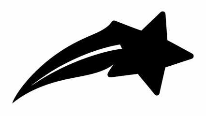 Stylized shooting star with a long tail in black and white on a plain background illustration