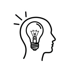 Head with lightbulb inside representing idea generation and creative thinking process