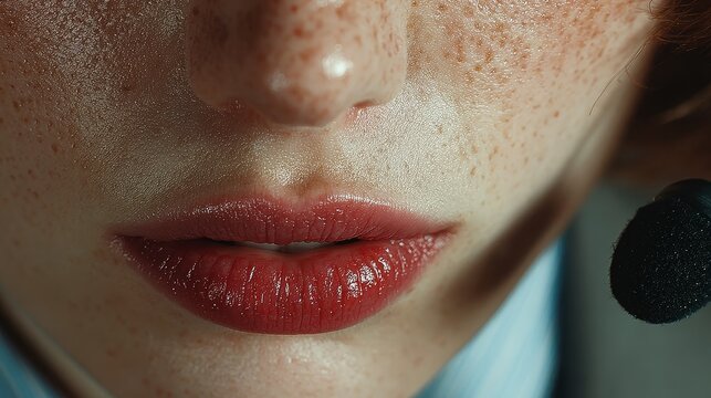 Corporate portrait of a woman with headset as call center agent in telecommunication online communication environment - Powered by Adobe