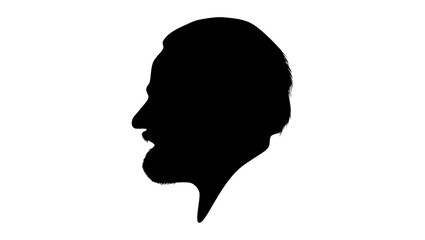 indian man portrait, black isolated silhouette