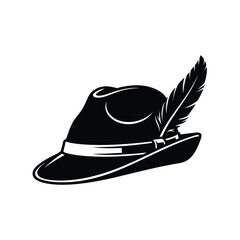 Traditional bavarian hat with feather silhouette for oktoberfest or cultural events