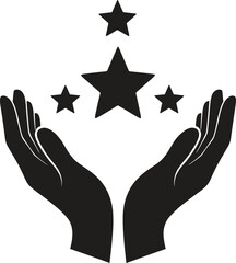 Hands Holding Rating Stars Achievement Vector Icon