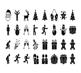 bm (13).Collection of black and white christmas and holiday icons