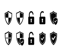 bm (2).Collection of security icons featuring shields and padlocks