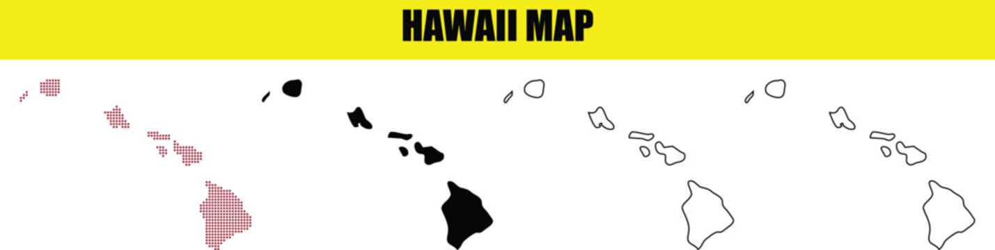 Hand made Dot Map Hawaii map vector illustration in solid fill and outline styles perfect for geographic and travel-related designs By illustrator