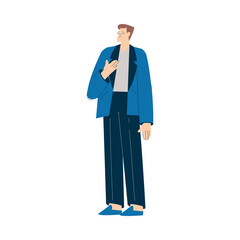 Business Man Character in Standing Pose Vector Illustration
