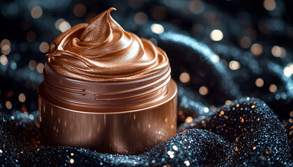 Dark chocolate dessert, sweet gourmet drink, fresh cream generated by AI