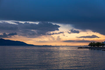 Sunset over Gulf of Corinth, Central Greece, viewed from Marathias