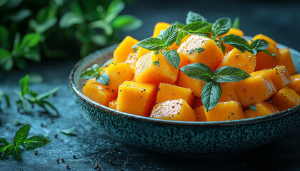 Freshness of nature in organic vegetarian food bowl generated by AI