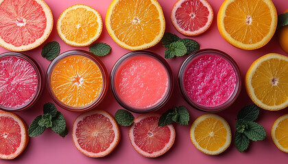 Refreshing citrus fruits on wooden table, healthy summer generated by AI
