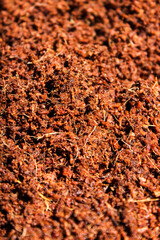 Close up of the wet coconut coir block for planting media