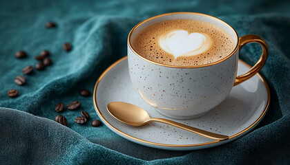 Coffee cup on table, heat, caffeine, freshness generated by AI