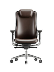 Fototapeta premium Ergonomic office chair with premium brown leather, designed for ultimate comfort and productivity at work