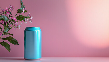 Pink vase with fresh flowers on modern table decoration generated by AI