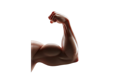 Flexing Bicep Muscle Arm Isolated on Black Background Studio Lighting High Detail Defined Muscles Veins Visible Strength Power Workout Fitness Bodybuilding Healthy Lifestyle