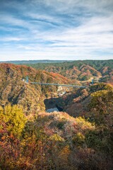 茨城県常陸太田市　紅葉の竜神大吊り橋
