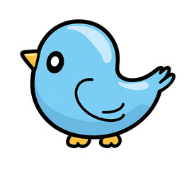 Obraz premium Cute cartoon blue bird with a happy expression and small orange feet isolated on transparent background