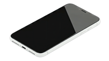 Sleek White Smartphone With Black Screen Displaying A Subtle Reflection Against A Transparent Background