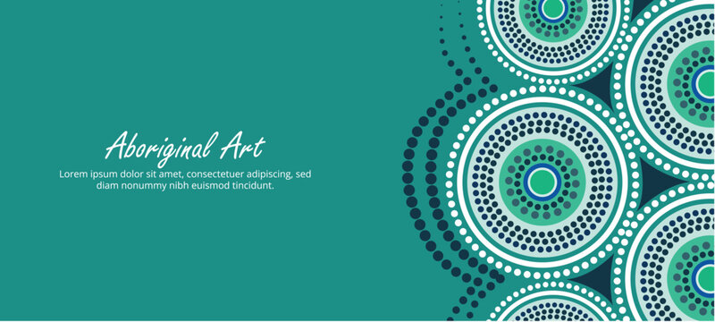 Aboriginal Art Banner Design With Circular Dot Pattern
