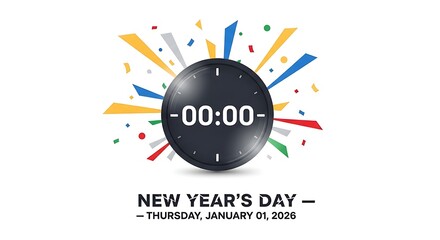 Countdown to new years day on january 1, 2026 isolated on white background