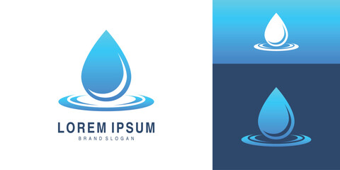 Blue water drop splash logo vector design