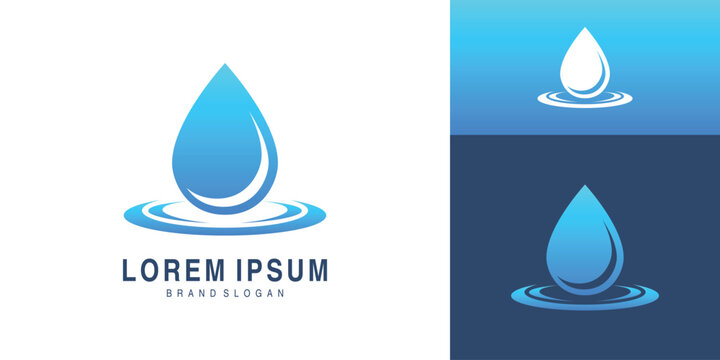 Blue water drop splash logo vector design