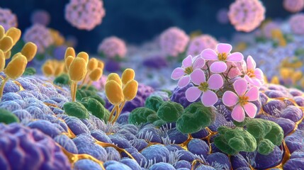 Close-Up Macro Render Of Abstract Floral Landscape With Soft Lighting And Detailed Textures