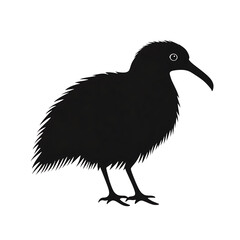 Fototapeta premium Silhouette of a kiwi bird with a long beak standing on its legs isolated on transparent background