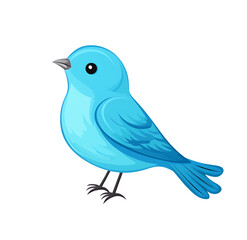 Obraz premium A charming cartoon illustration of a small plump blue bird with a friendly expression isolated on transparent background