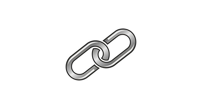 Isolated illustration of a metal chain link connecting two oval shapes on a white background ai generated