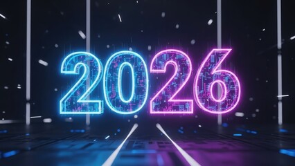 Futuristic Glowing 2026 New Year Celebration Cyberpunk Style Background Design