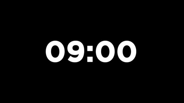 Countdown animation 10- 0 on black screen background with frame. 10 minutes. 4k timer concept