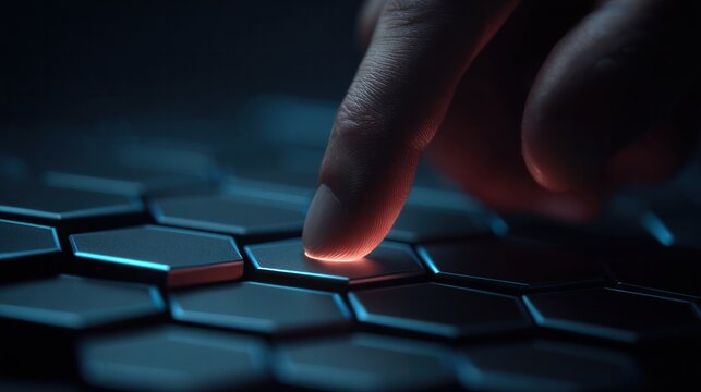 Interactive technology event hexagonal touch interface digital space graphic design futuristic perspective