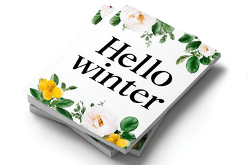 Minimalist fashion magazine cover design with floral accents for winter inspiration