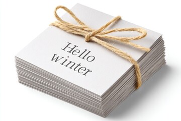 Minimal notecards with linen string for winter greetings and event planning