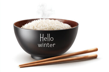 Warm winter comfort: steaming noodles with wooden chopsticks on minimalist background for cozy dining experience